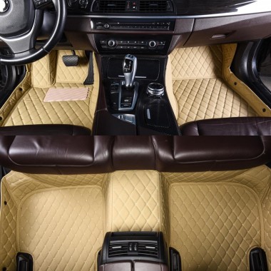 Beige Luxury Leather Diamond Car Floor Mats Canada