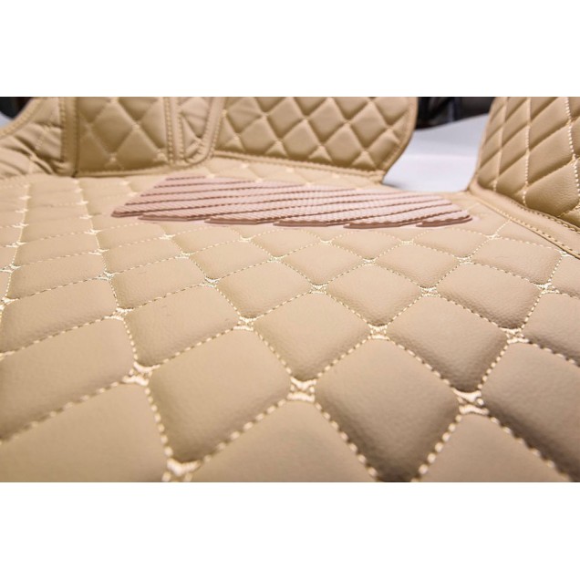 Beige Luxury Leather Diamond Car Floor Mats