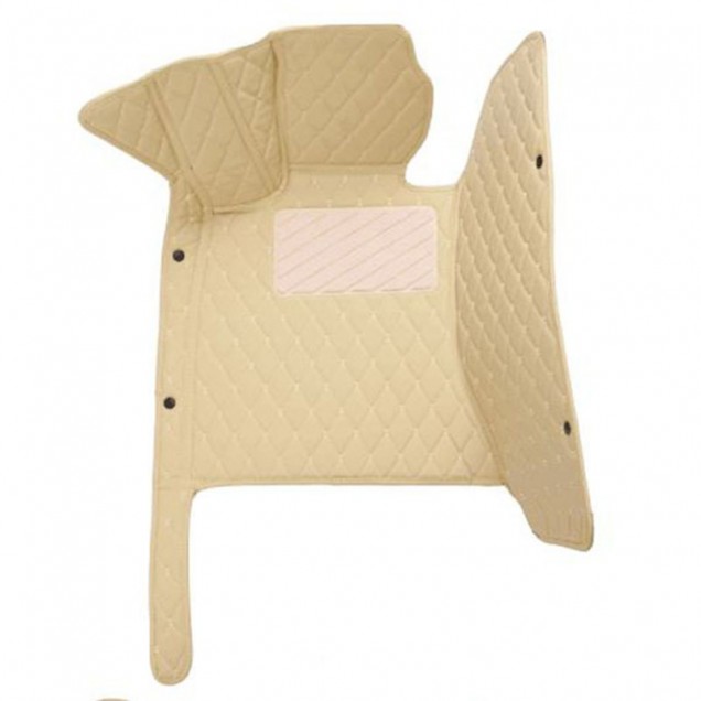 Beige Luxury Leather Diamond Car Floor Mats