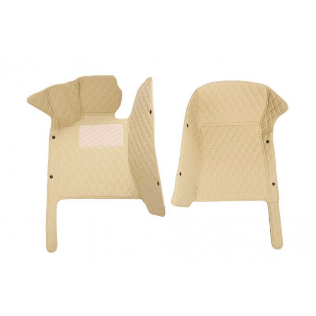 Beige Luxury Leather Diamond Car Floor Mats