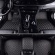Black and Beige Stitching Luxury Leather Diamond Car Floor Mats