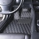 Black and Beige Stitching Luxury Leather Diamond Car Floor Mats