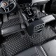 Black and Beige Stitching Luxury Leather Diamond Car Floor Mats