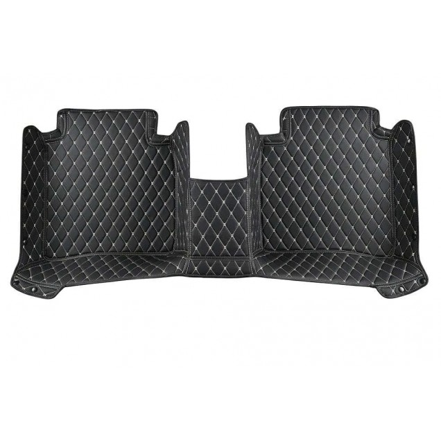 Black and Beige Stitching Luxury Leather Diamond Car Floor Mats