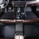 Black and Blue Stitching Luxury Leather Diamond Car Floor Mats