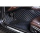 Black and Blue Stitching Luxury Leather Diamond Car Floor Mats