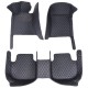 Black and Blue Stitching Luxury Leather Diamond Car Floor Mats