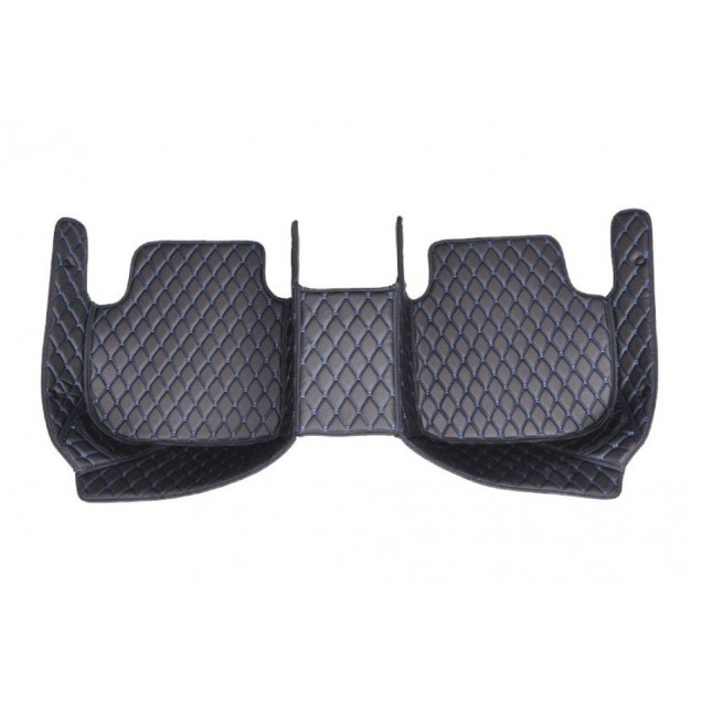 Black and Blue Stitching Luxury Leather Diamond Car Floor Mats