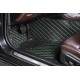 Black and Green Stitching Luxury Leather Diamond Car Floor Mats