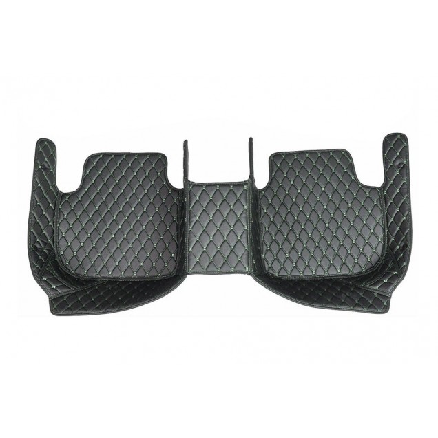 Black and Green Stitching Luxury Leather Diamond Car Floor Mats