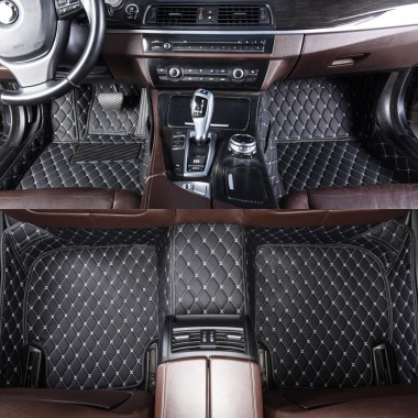 Black and White Stitching Luxury Leather Diamond Car Floor Mats Canada