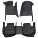 Black and White Stitching Luxury Leather Diamond Car Floor Mats