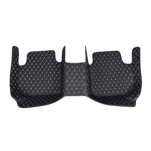 Black and White Stitching Luxury Leather Diamond Car Floor Mats