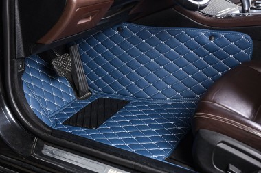 Blue Diamond Stitching Luxury Leather Car Floor Mats Canada