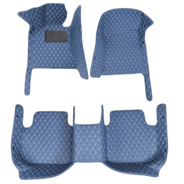 Blue Luxury Leather Diamond Car Floor Mats