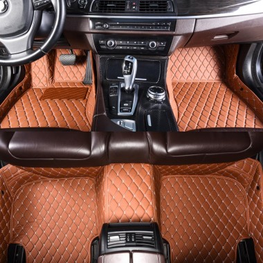Brown Luxury Leather Diamond Car Floor Mats Canada