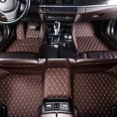 Dark Brown Luxury Leather Diamond Car Floor Mats Canada