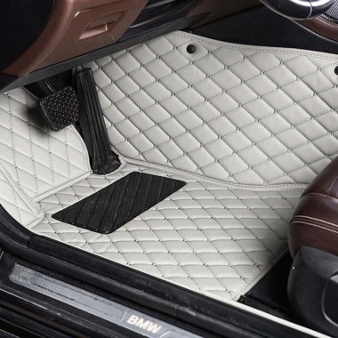Grey Diamond Stitching Luxury Leather Car Floor Mats Canada