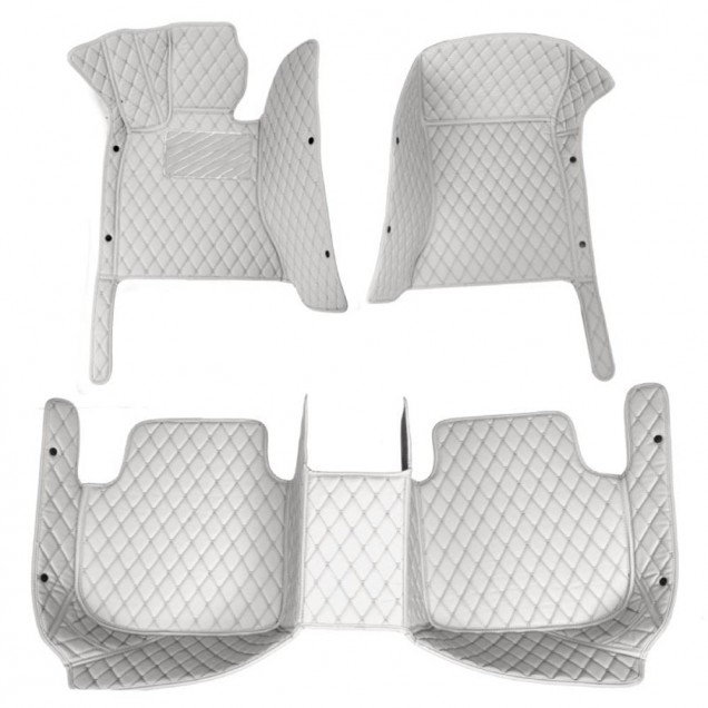Grey Luxury Leather Diamond Car Floor Mats
