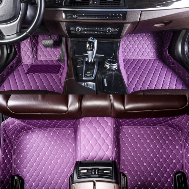 Purple Luxury Leather Diamond Car Floor Mats