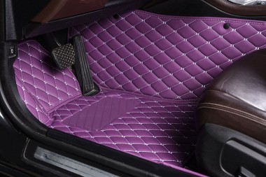 Purple Diamond Stitching Luxury Leather Car Floor Mats Canada