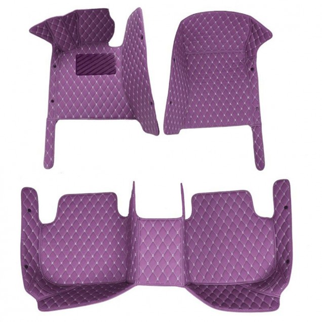 Purple Luxury Leather Diamond Car Floor Mats