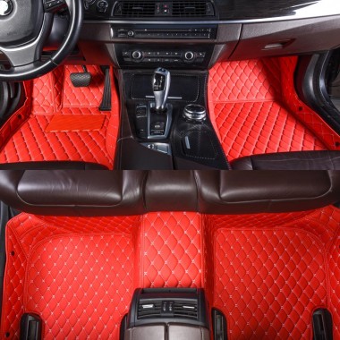 Red Luxury Leather Diamond Car Floor Mats Canada