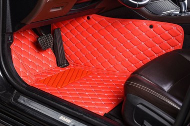 Red Diamond Stitching Luxury Leather Car Floor Mats Canada