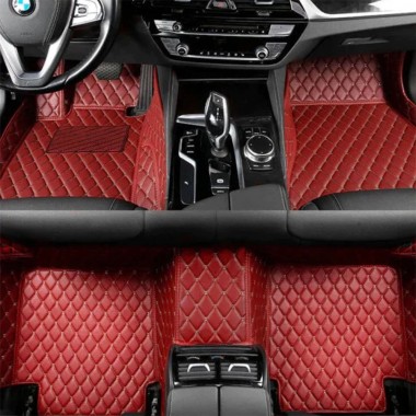 Wine Red Luxury Leather Diamond Car Floor Mats Canada