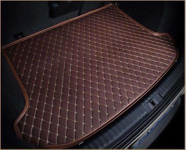 Dark Brown Luxury Leather Diamond Stitching Trunk Base Mats Canada