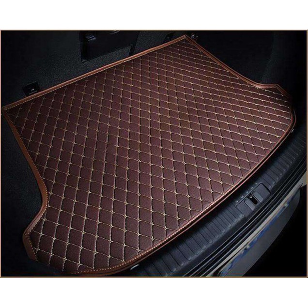 Dark Brown Luxury Leather Diamond Trunk Base Mats Dark Brown Luxury Leather Diamond Trunk Base Mats