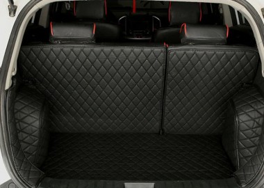 Black and Black Stitching Full Cover Luxury Leather Diamond Trunk Car Floor Mats Canada