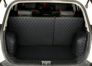 Black and Blue Stitching Full Cover Luxury Leather Diamond Trunk Car Floor Mats Canada