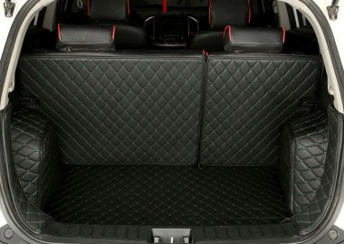 Black and Green Stitching Full Cover Luxury Leather Diamond Trunk Car Floor Mats Canada