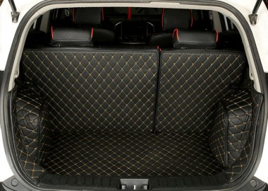 Black and Yellow Stitching Full Cover Luxury Leather Diamond Trunk Car Floor Mats Canada