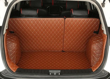 Brown Full Cover Luxury Leather Diamond Trunk Car Floor Mats Canada