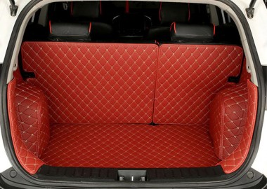 Wine Red Full Cover Luxury Leather Diamond Trunk Car Floor Mats Canada